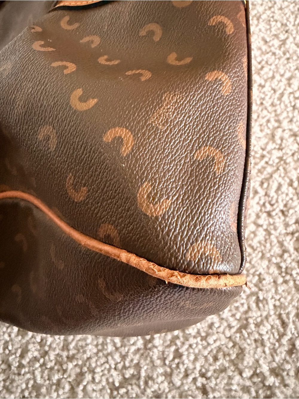 Carven Paris travel Duffel Bag in Brown and Tan - Designer Logo Pattern - Picture 15 of 15
